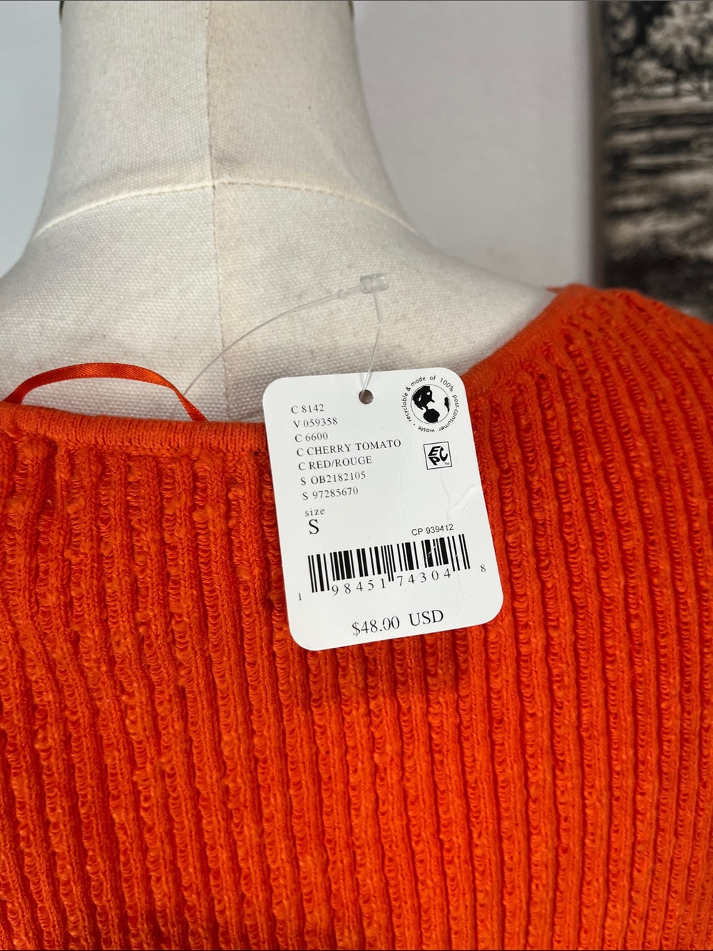 NWT Free People cherry tomato 🍅 Ribbed Knit Tank with Side Tie Small - Picture 11 of 12